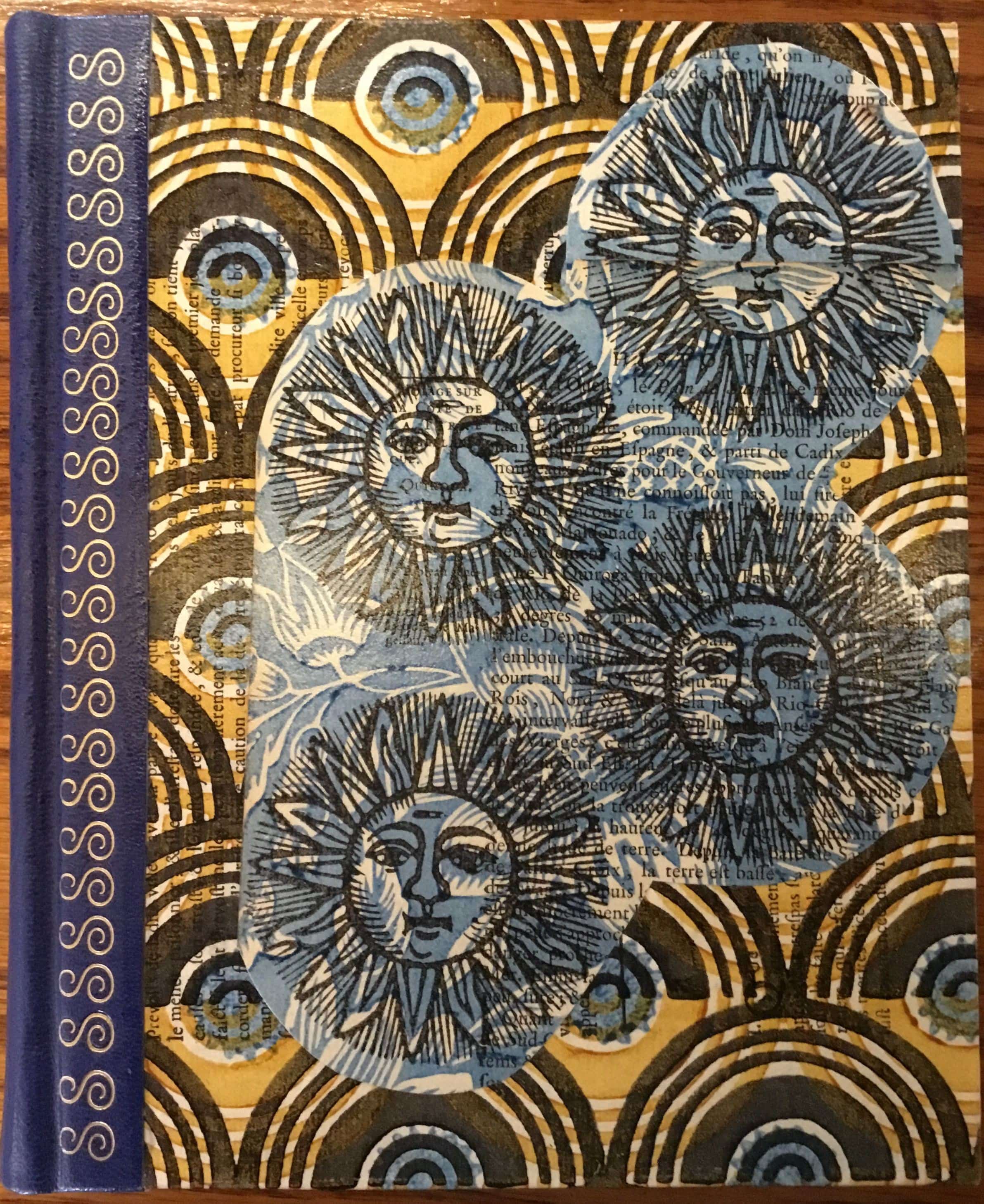 One of a kind cards of John Stoke's car badges with my marbled papers dry mounted on Strathmore stock &
envelope.  Cards may be designed for weddings or logos